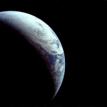 View of crescent Earth from Apollo 4.