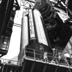 AS-205's First Stage on the pedestal