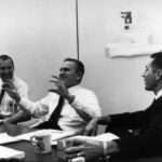 Lovell, Borman, and Anders (left to right) - back on the earth after their Apollo 8 mission, tell what they saw